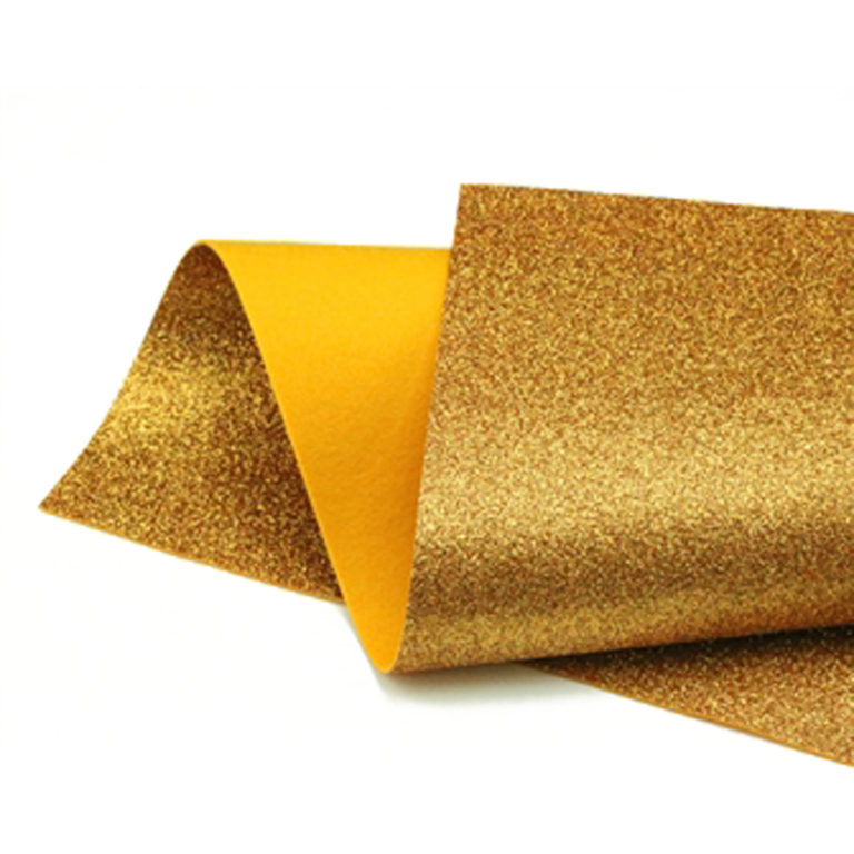 Orange Gold Glitter Wool Felt GWF002 Orange Gold Glitter Felt