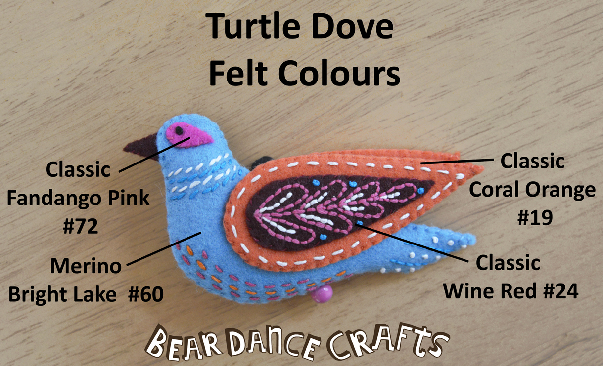 You are currently viewing Turtle Dove Ornament Felt Colours