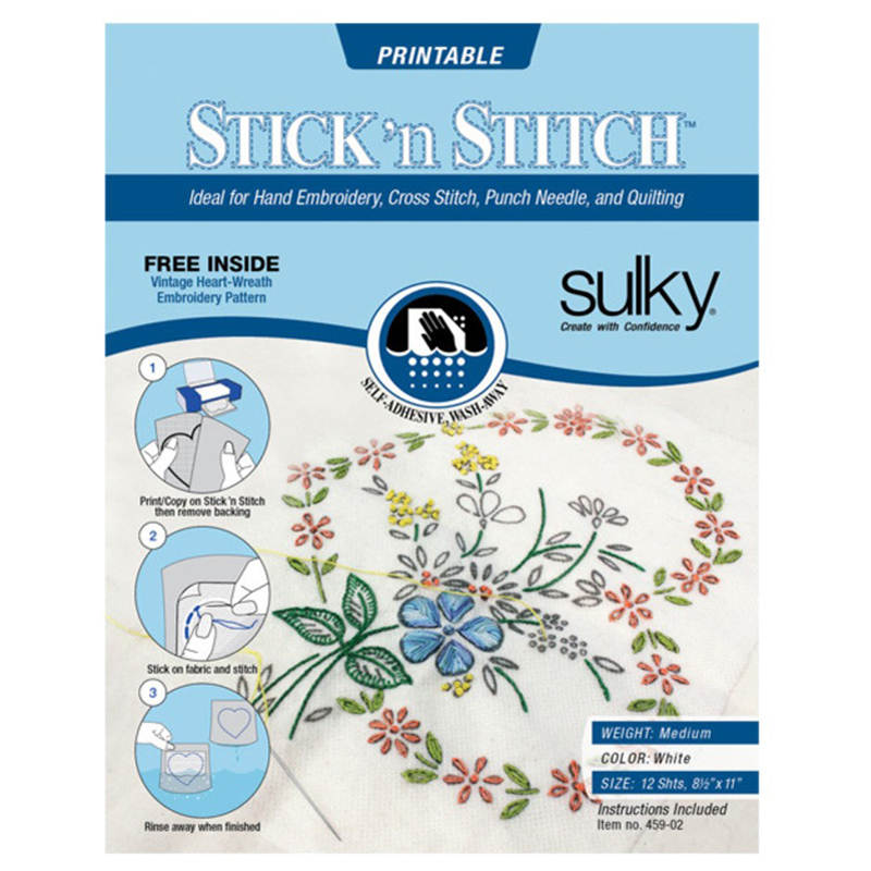 Sulky Stick n Stitch printable embroidery sheets
