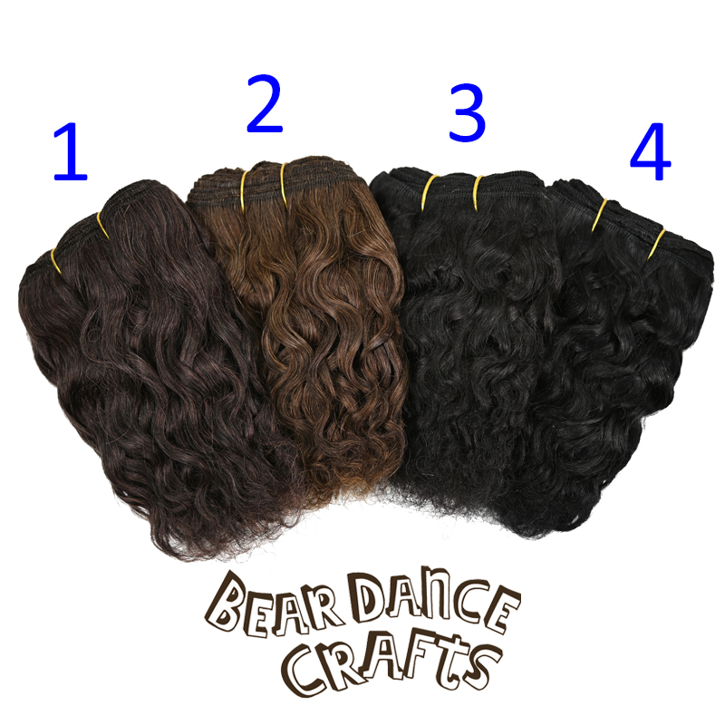 mohair weft wavy brown dark brown black for doll hair