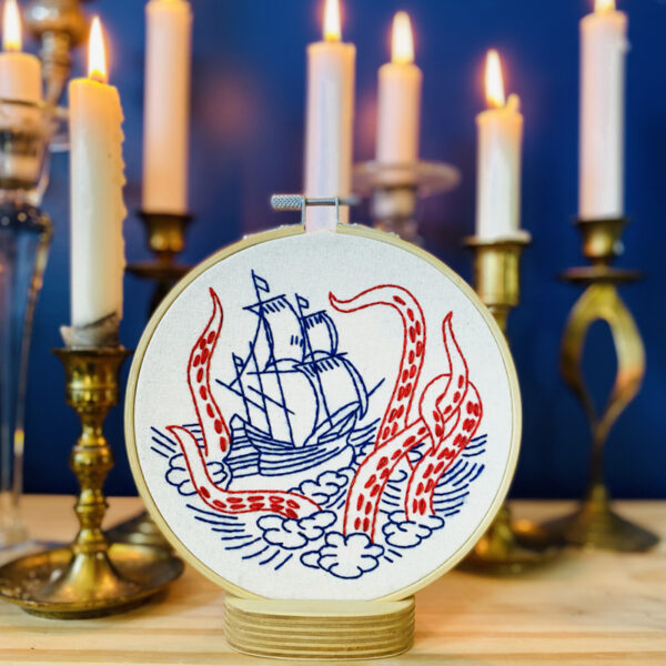 Kraken Ship Embroidery Craft Kit Hook Line and Tinker
