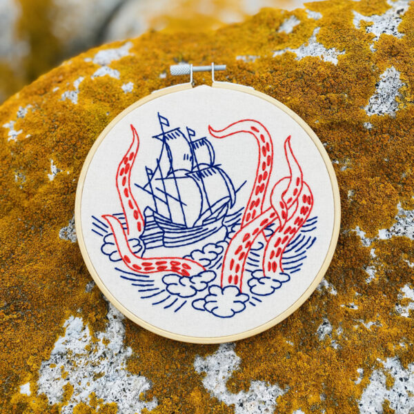 Kraken Ship Embroidery Craft Kit Hook Line and Tinker