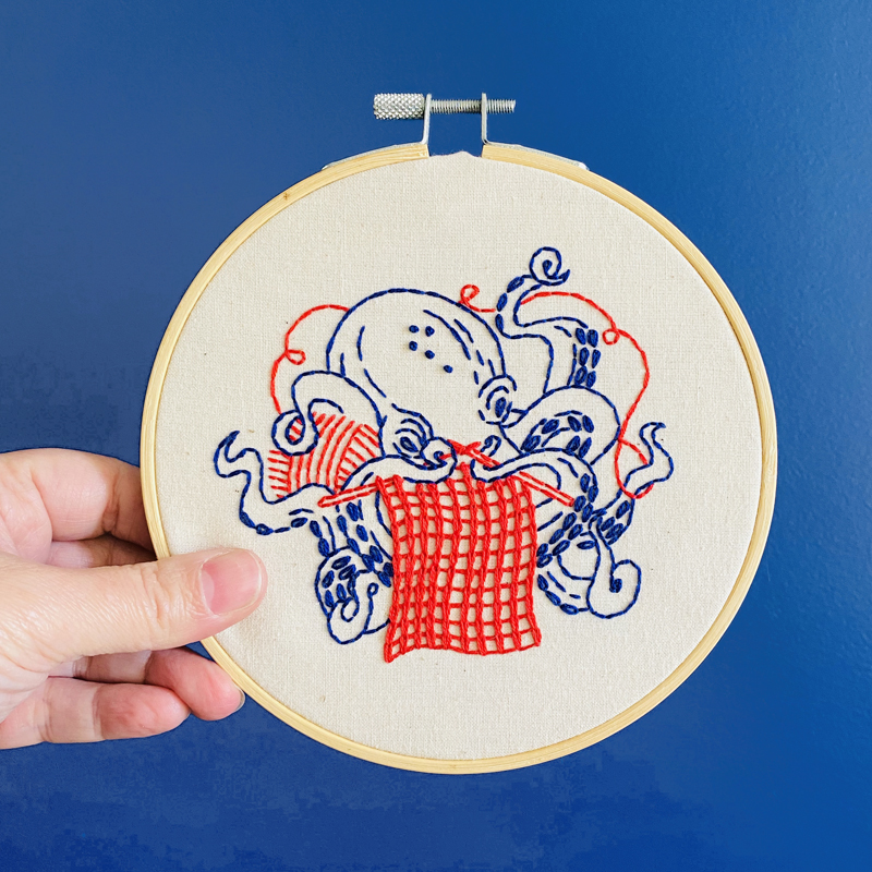 Knitting Octopus Ocean Embroidery Craft Kit Hook Line and Tinker
