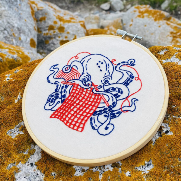 Knitting Octopus Ocean Embroidery Craft Kit Hook Line and Tinker