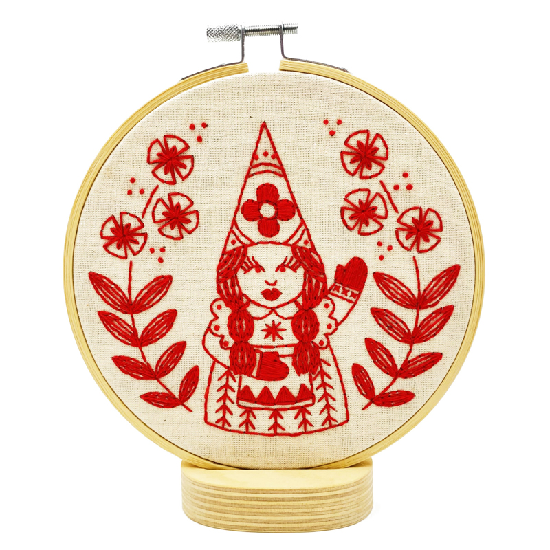 nordic gnome julia modern embroidery craft kit hook line and tinker