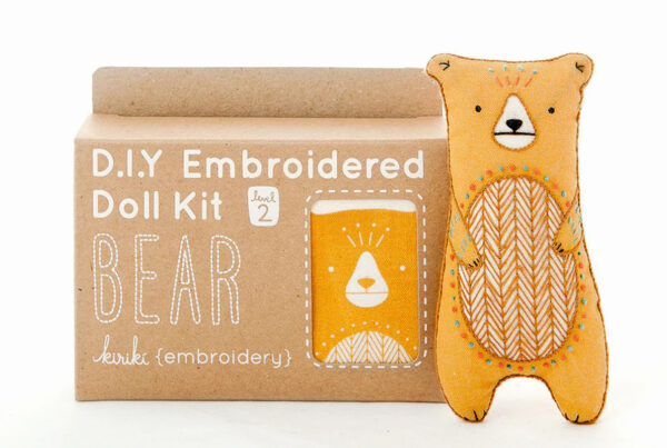 Bear doll embroidery craft kit Kiriki Press